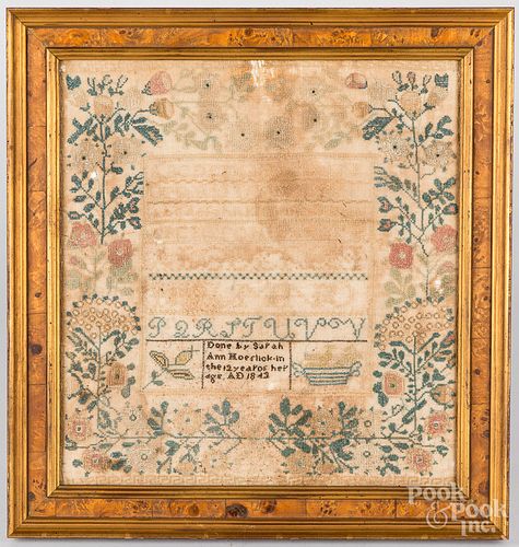 TWO SILK ON LINEN SAMPLERS, 19TH
