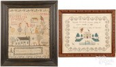 TWO SILK ON LINEN SAMPLERS, 19