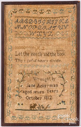 TWO SILK ON LINEN SAMPLERSTwo