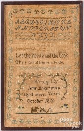 TWO SILK ON LINEN SAMPLERSTwo