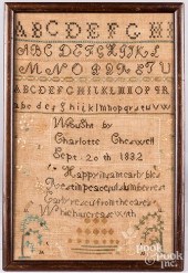 TWO SILK ON LINEN SAMPLERSTwo