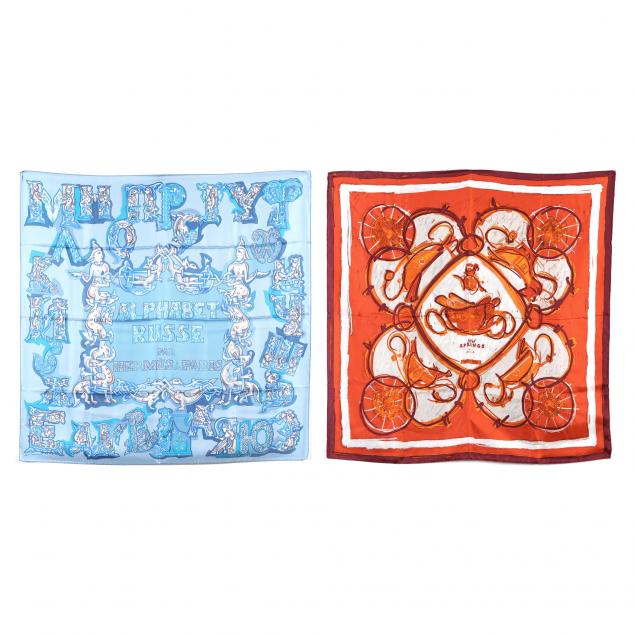 TWO SILK SCARVES, HERMES Made in