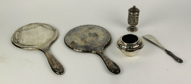 Two silver backed mirrors