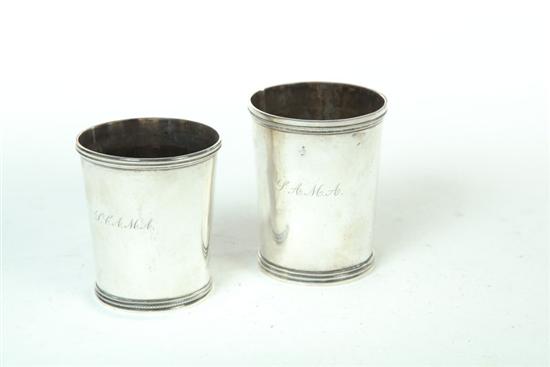 TWO SILVER BEAKERS OR JULEP