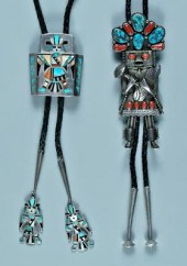 Two silver bolo ties: slide wi
