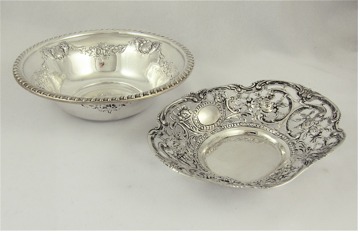 TWO SILVER BOWLS: (1) Ellmore