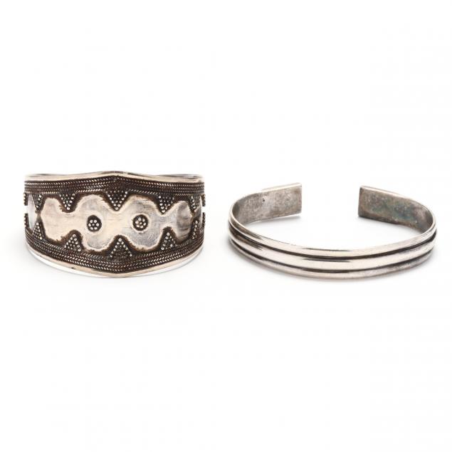 TWO SILVER CUFF BRACELETS Cuff