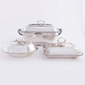 TWO SILVER ENTREE DISHES AND A