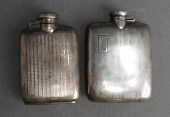 TWO SILVER HIP FLASKS: AMERICA