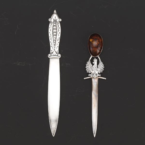 TWO SILVER LETTER OPENERS  One