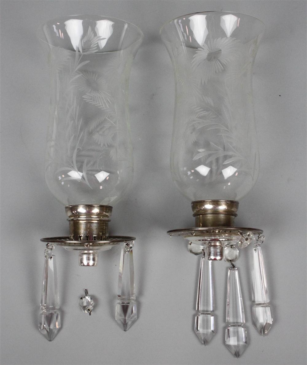 TWO SILVER MOUNTED GLASS TULIP
