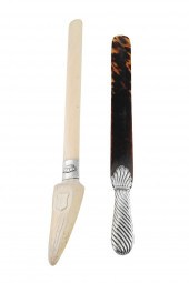 TWO SILVER MOUNTED SHELL AND B
