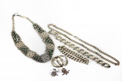 Two silver necklaces, two