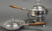TWO SILVER PLATE AND TREEN HAN