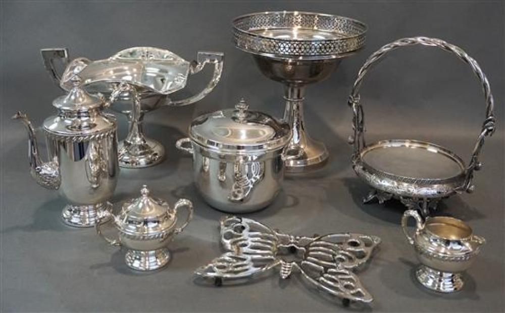 TWO SILVER PLATE COMPOTES, A