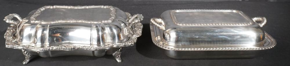 TWO SILVER PLATE COVERED ENTREE