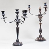 TWO SILVER PLATE FOUR-LIGHT CA
