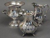 TWO SILVER PLATE PITCHERS AND