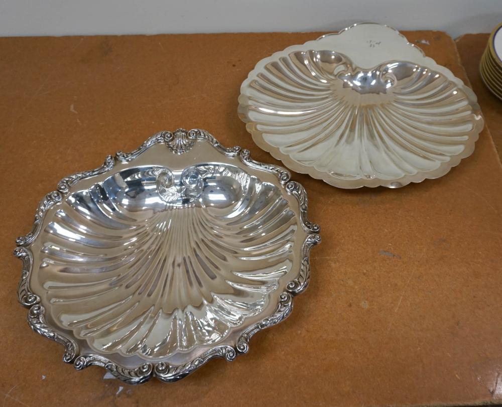 TWO SILVER PLATE SHELL-FORM