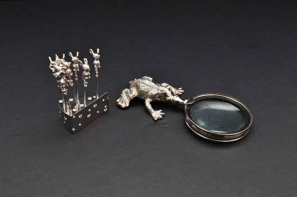 TWO SILVER PLATE WHIMSICAL TABLE