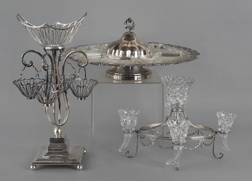 Two silver plated epergnes 19