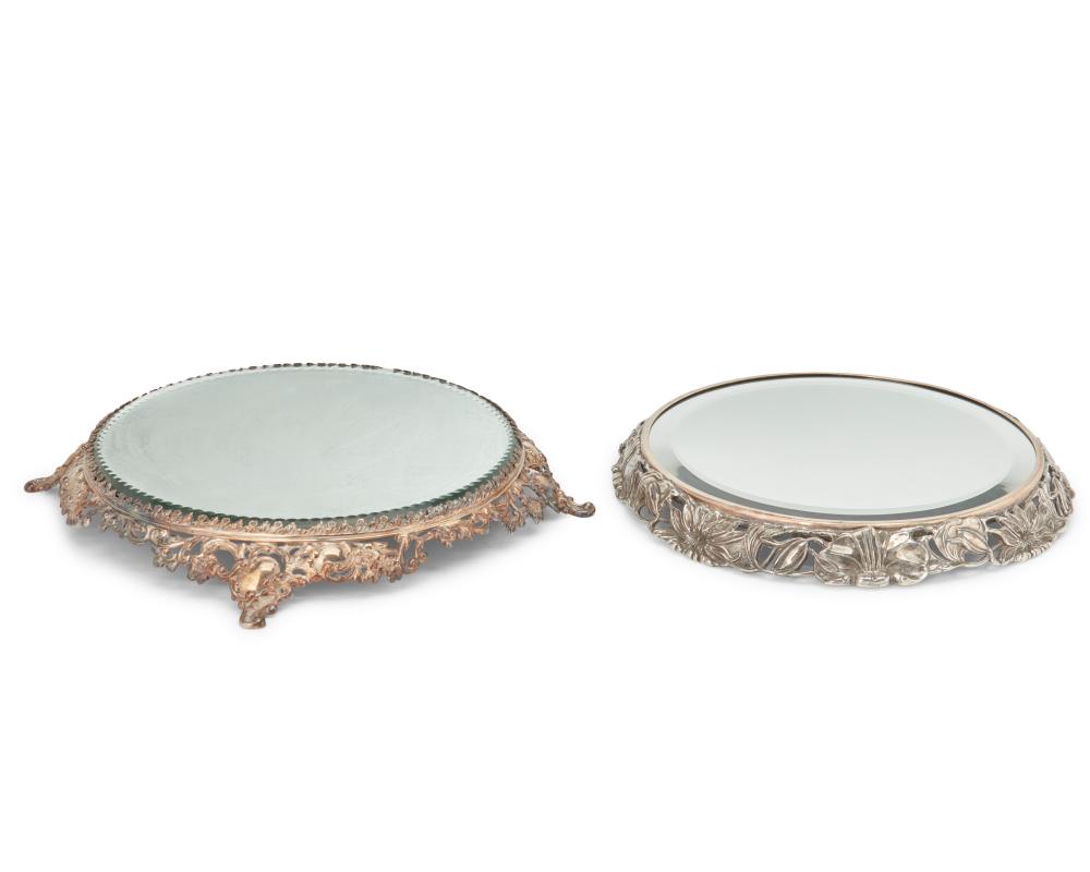 TWO SILVER-PLATED MIRRORED