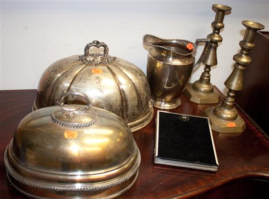 Two silver-plated roast covers a