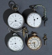 TWO SILVER POCKET WATCHES AND