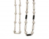 TWO SILVER SAUTOIR NECKLACESTw