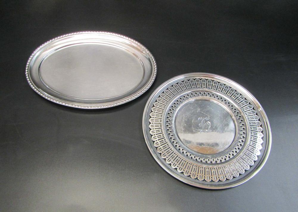 TWO SILVER SERVING TRAYS: ITALIAN