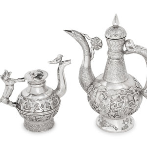 Two Silver Tea Pots each marked