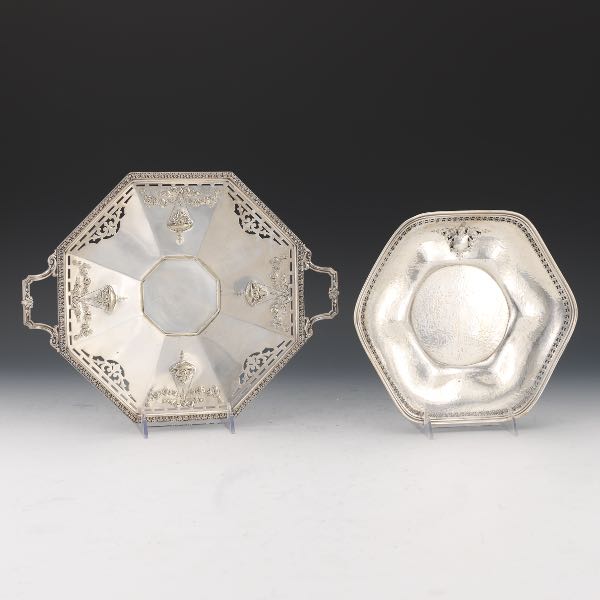 TWO SILVER TRAYS, ONE STERLING BY