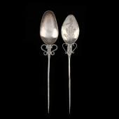 TWO SILVER TUPO OR SHAWL PINS,