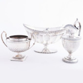 TWO SILVER VESSELS AND A SILVE