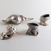 TWO SILVERED SEASHELLS AND A P