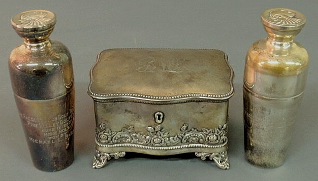Two silverplate cocktail shaker
