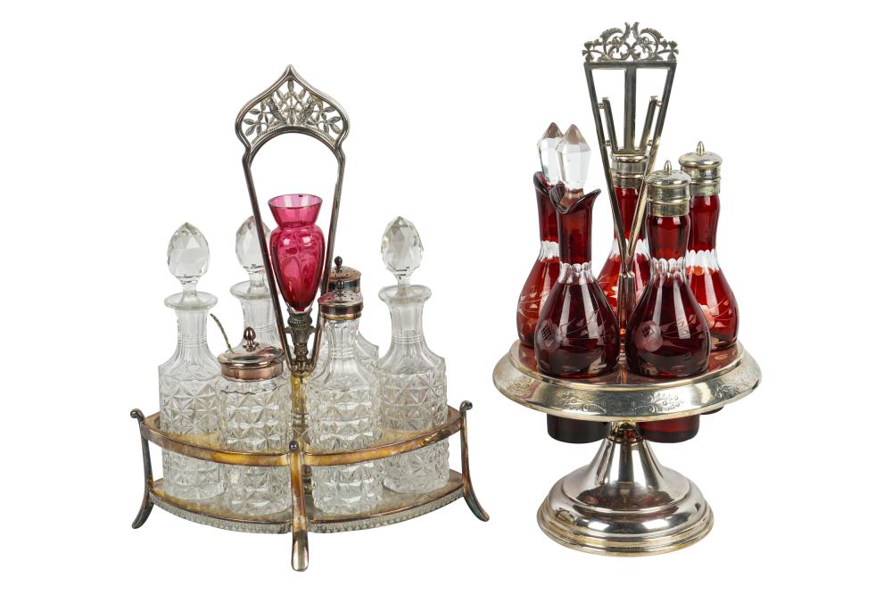 TWO SILVERPLATE & CRYSTAL CRUET