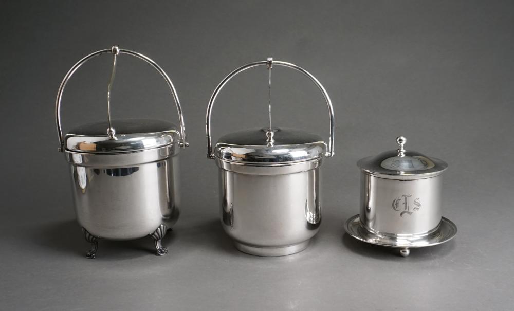 TWO SILVERPLATE ICE BUCKETS AND ONE