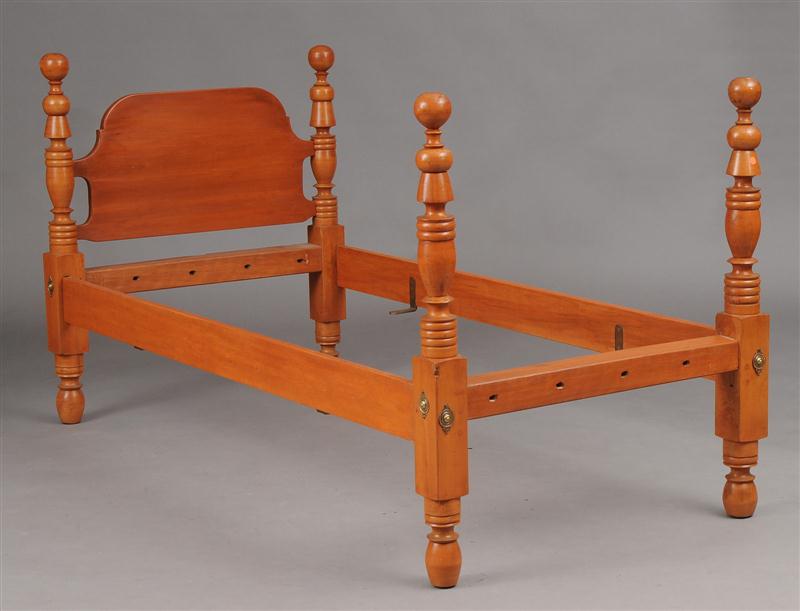 TWO SIMILAR AMERICAN TURNED MAPLE