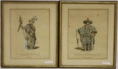 TWO SIMILAR AQUATINT ENGRAVING