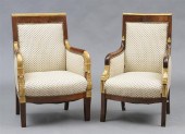 TWO SIMILAR EMPIRE CARVED MAHO
