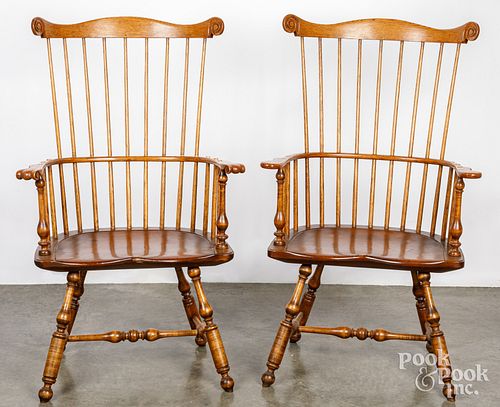 TWO SIMILAR FANBACK WINDSOR