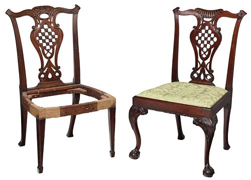 TWO SIMILAR GEORGE III CARVED