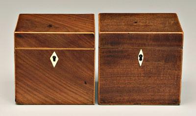 Two similar George III tea boxes: