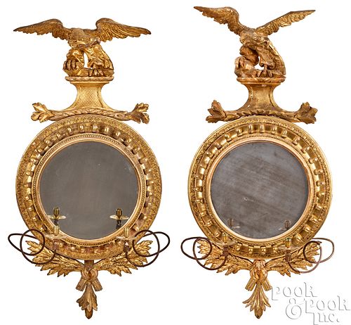 TWO SIMILAR GILTWOOD GIRANDOLE