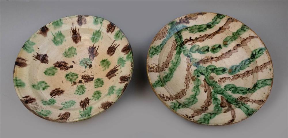 TWO SIMILAR GREEN AND MANGANESE