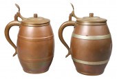 Two similar lidded copper and