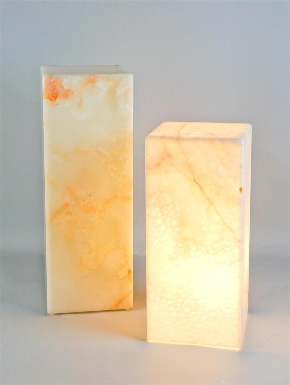 TWO SIMILAR MODERN ALABASTER CUBE