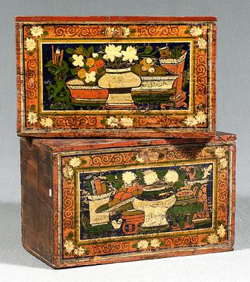 Two similar painted Mongolian