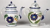 TWO SIMILAR PEARLWARE COFFEE P